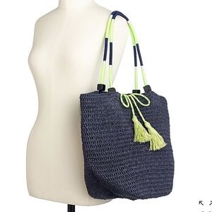 J Crew tassel straw market tote